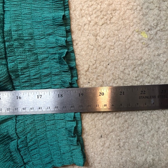 Monteau Los Angeles Green Blouse Faux Wrap Elastic Waist Size Large - Picture 8 of 9